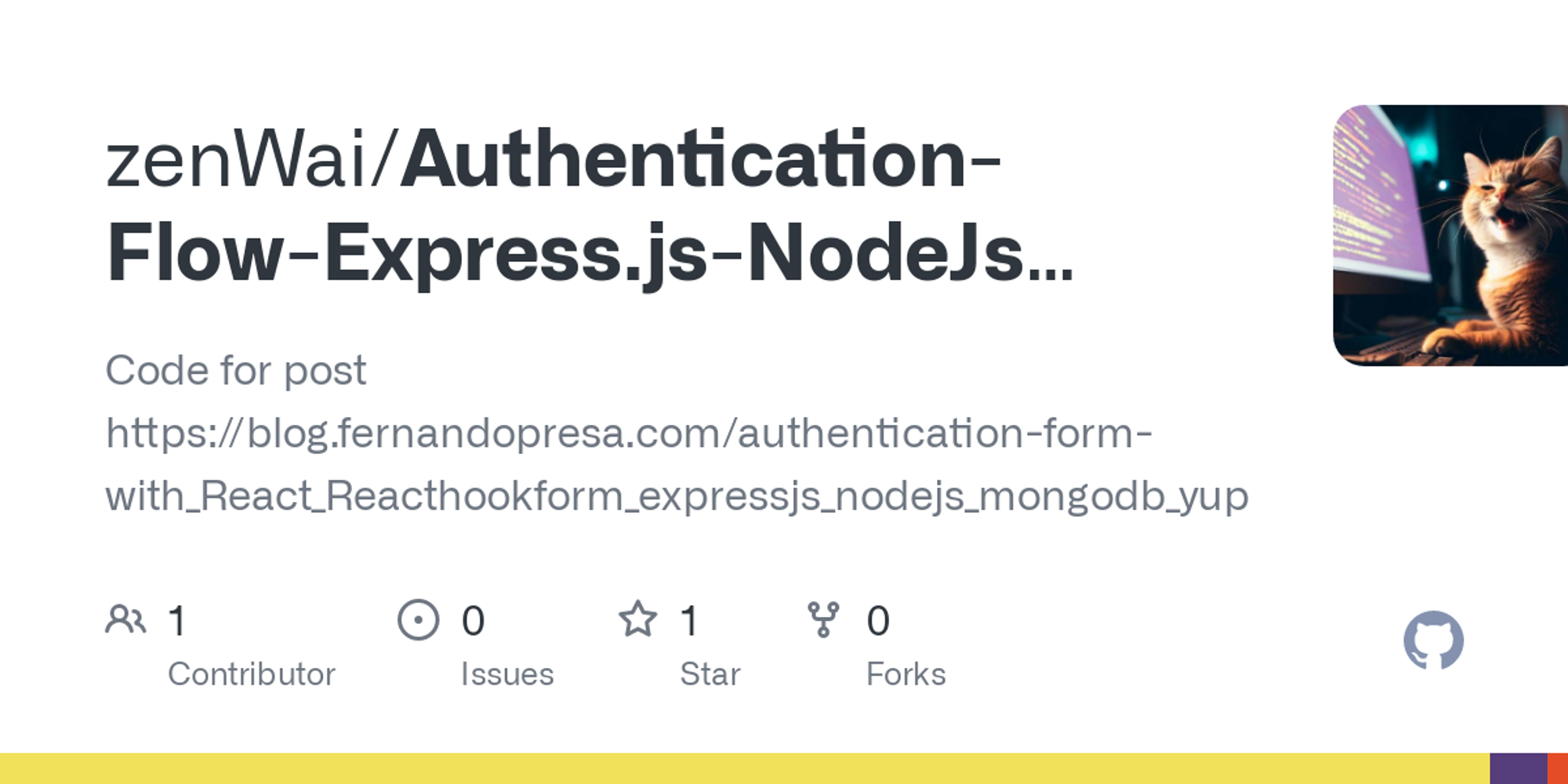 GitHub - zenWai/Authentication-Flow-Express.js-NodeJs-MongoDB: Code for post https://blog.fernandopresa.com/authentication-form-with_React_Reacthookform_expressjs_nodejs_mongodb_yup